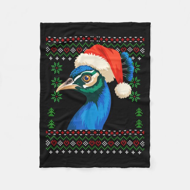 Christmas Pea Ugly Xmas Sweater  Fleece Blanket (Front)