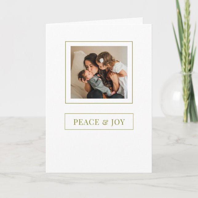Christmas Peace and Joy Minimalist Holiday Photo Card (Front)