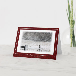 Christmas Peace and Joy Snowy Winter Scene Holiday Card