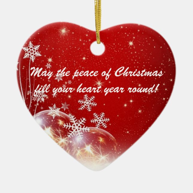 Christmas Peace Heart Ornament (Front)