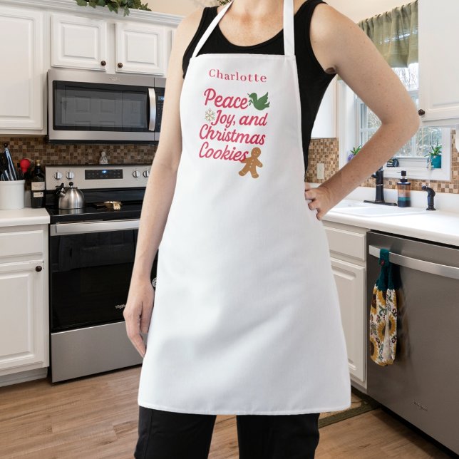 Christmas peace joy cookies quote name red apron (Creator Uploaded)