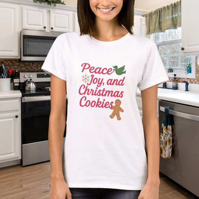 Christmas peace joy cookies quote red T-Shirt (Creator Uploaded)