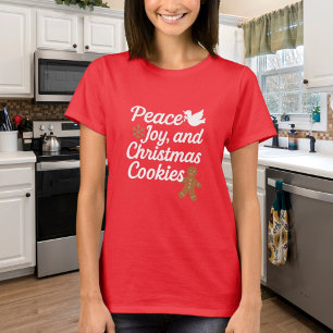 Christmas peace joy cookies quote red T-Shirt