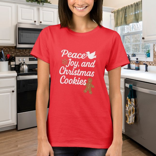 Christmas peace joy cookies quote red T-Shirt (Creator Uploaded)