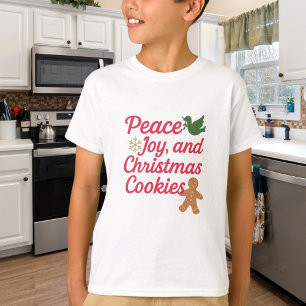Christmas peace joy cookies quote red T-Shirt