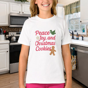 Christmas peace joy cookies quote red T-Shirt