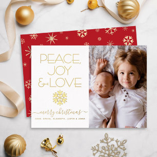 Christmas Peace Joy Love Photo Snowflake Real Gold