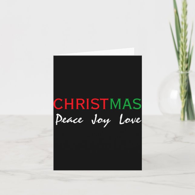 Christmas Peace Joy Love Tygraphy T Shirt  Card (Front)