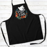 Christmas Peace on Earth Baking Apron<br><div class="desc">A pretty Christmas baking apron featuring a dove in a floral wreath with the words Peace on Earth. The Christmas apron is designed in black,  red and white. An elegant apron for the Christmas holiday season.. Designed for you by Blackberry Boulevard.</div>