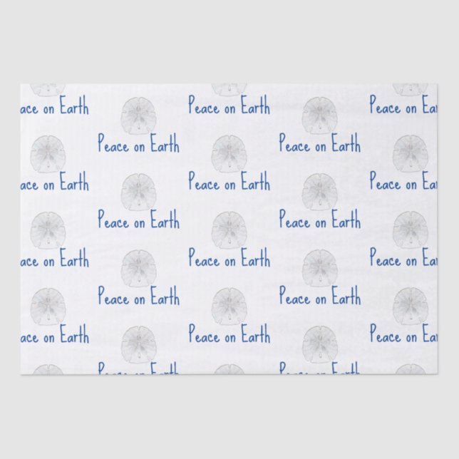 Christmas Peace on Earth Beach Sand Dollar Patter  Tissue Paper (Front)