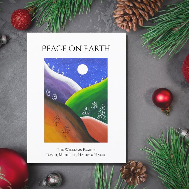 Christmas Peace on Earth Colourful Winter Folk Art Holiday Postcard (Creator Uploaded)