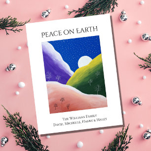 Christmas Peace on Earth Colourful Winter   Holiday Postcard