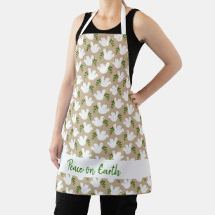 Christmas PEACE ON EARTH Dove Faith Olive Branch Apron