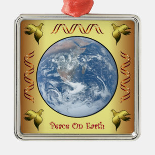 Christmas ~ Peace On Earth ~ Golden Doves ~ Metal Tree Decoration