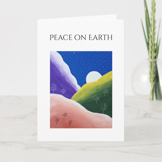 Christmas Peace on Earth Winter Folk Art Simple Holiday Card (Front)