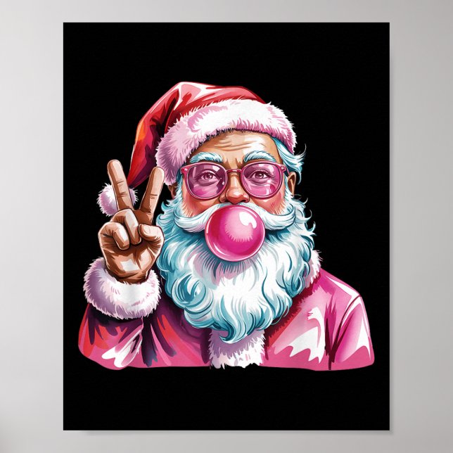 Christmas Peace Sign Hand Santa Claus Nk Bubble Gu (Front)