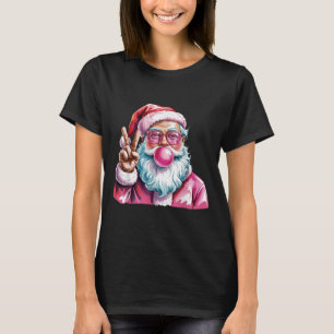 Christmas Peace Sign Hand Santa Claus Nk Bubble Gu T-Shirt