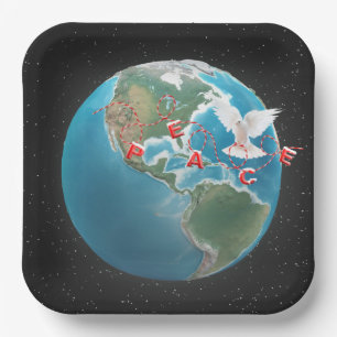Christmas Peace with White Dove Paper Plate