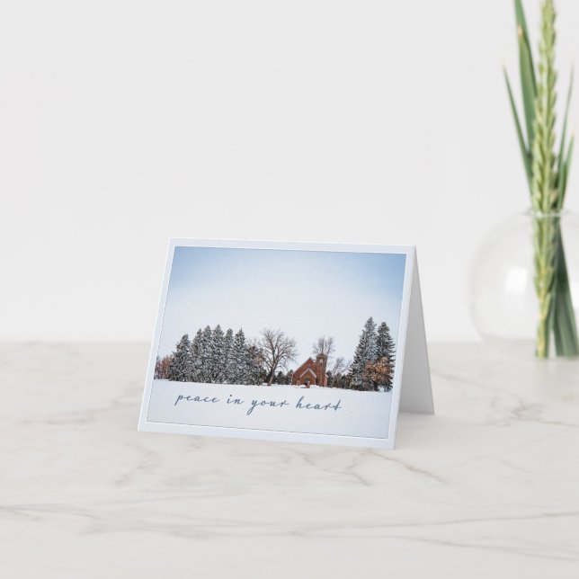 Christmas Peaceful Winter Scene Prairie Church  Thank You Card (Front)