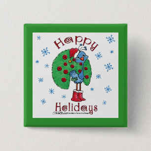 Christmas Peacock 15 Cm Square Badge
