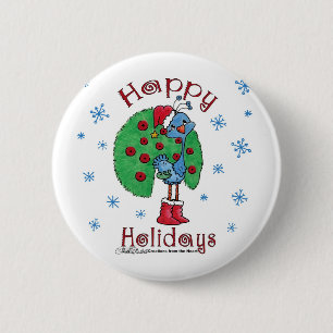 Christmas Peacock 6 Cm Round Badge