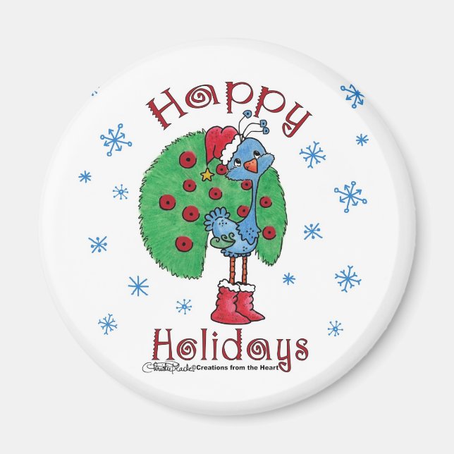 Christmas Peacock Magnet (Front)