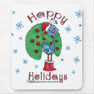 Christmas Peacock Mouse Pad