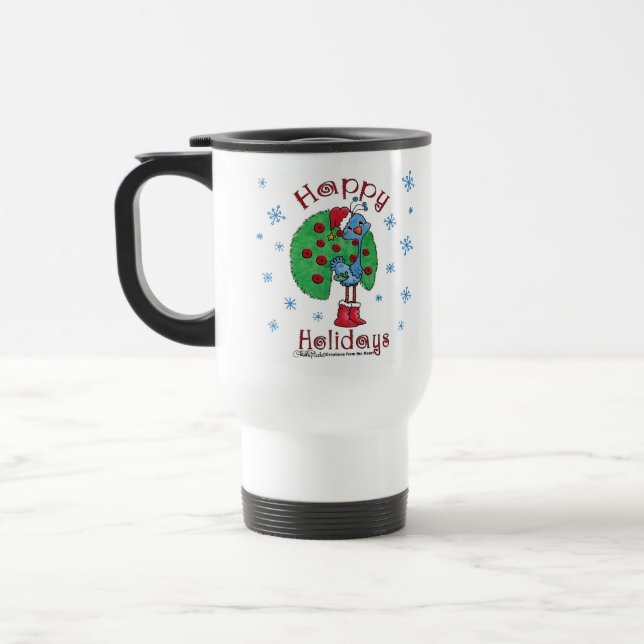Christmas Peacock Travel Mug (Left)