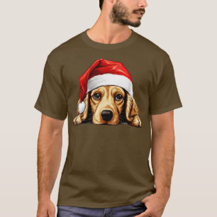 Christmas Peeking Cocker Spaniel Dog T-Shirt