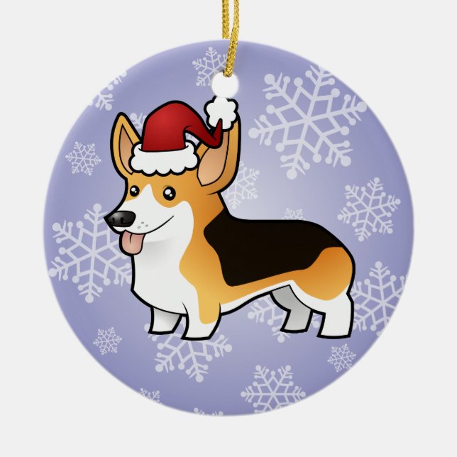 Christmas Pembroke Welsh Corgi Ceramic Tree Decoration (Front)