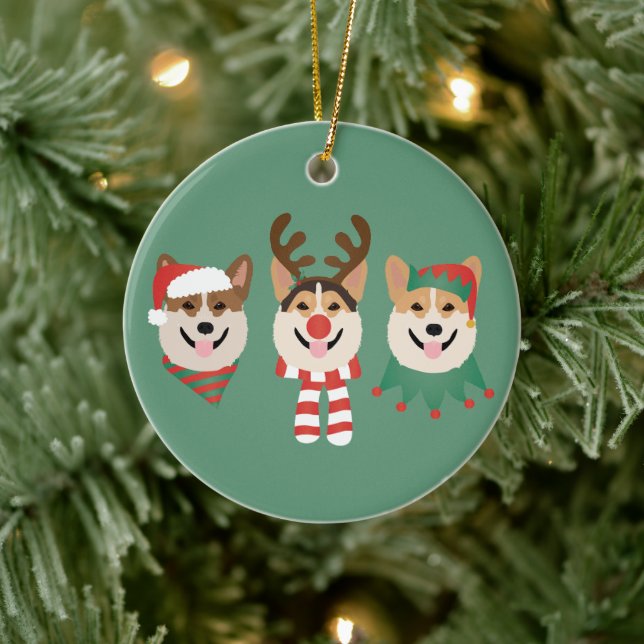 Christmas Pembroke Welsh Corgi Dogs Ceramic Tree Decoration (Tree)