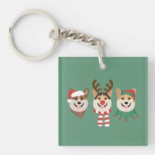 Christmas Pembroke Welsh Corgi Dogs Key Ring