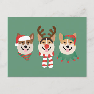 Christmas Pembroke Welsh Corgi Dogs Postcard