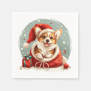 Christmas Pembroke Welsh Corgi Puppy Napkin