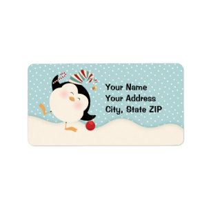 Christmas Penguin Address Label