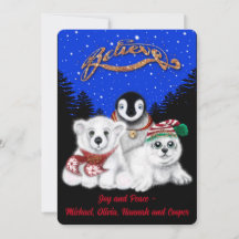 Christmas penguin baby polar bear seal pup 