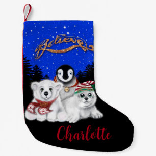 Christmas penguin baby polar bear seal pup  small christmas stocking