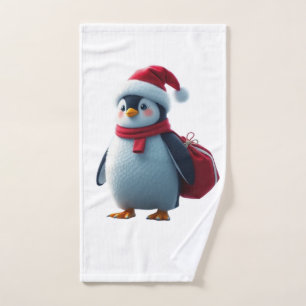 Christmas penguin bath towel set