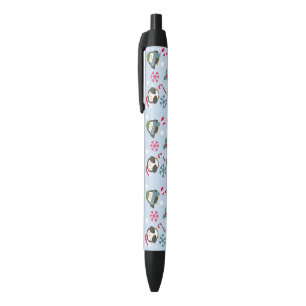 Christmas Penguin Black Ink Pen