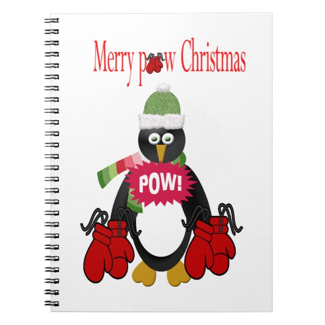 Christmas Penguin Boxing Spiral Notebook (Front)