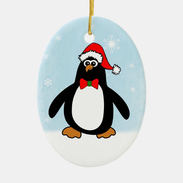 Christmas Penguin Ceramic Tree Decoration (Front)