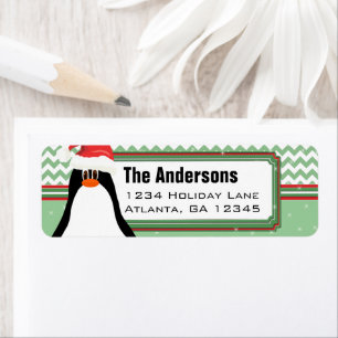 Christmas Penguin Chevron Pattern Return Address