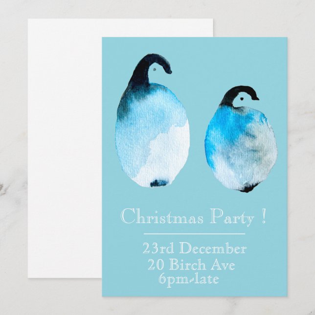 Christmas penguin Christmas party invitation (Front/Back)