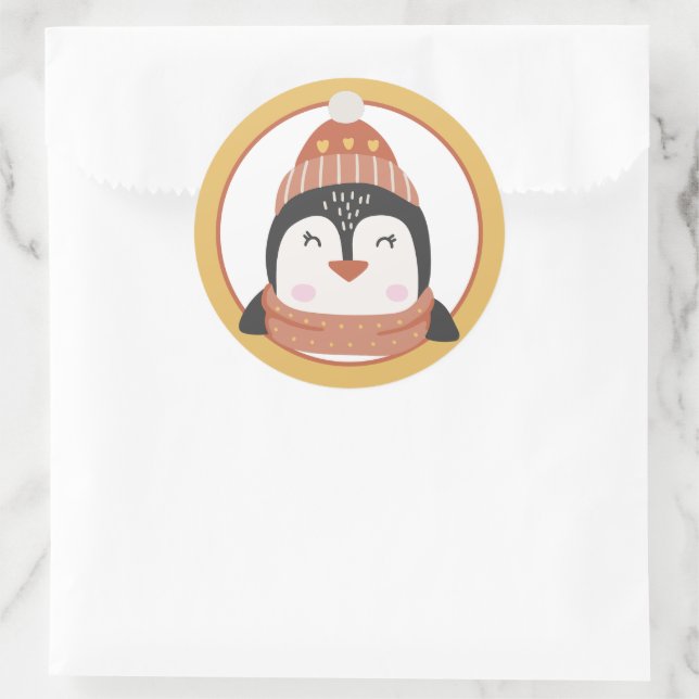 Christmas Penguin Classic Round Sticker (Bag)