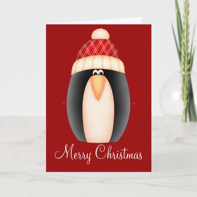 Christmas Penguin d1 Holiday Greeting Card (Front)