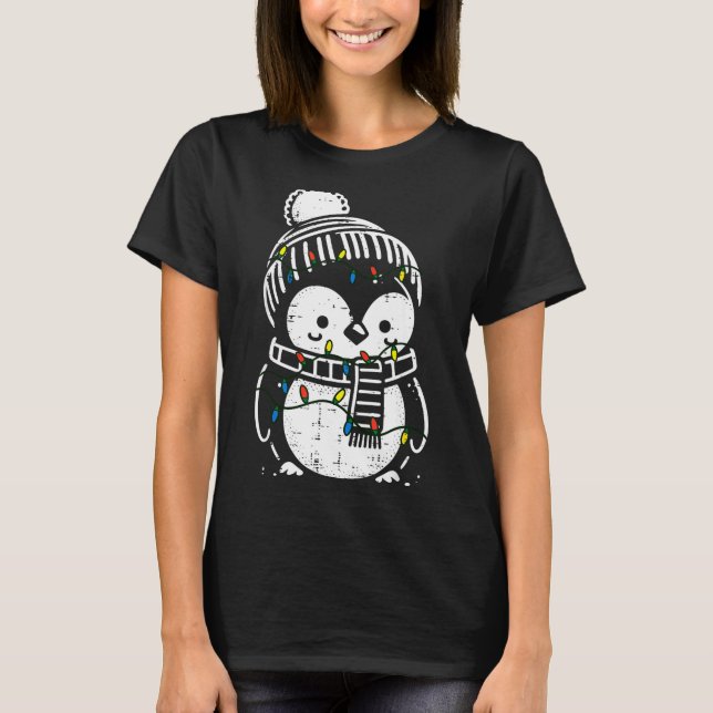 Christmas Penguin F Cute Xmas Boys Girls Kids Todd T-Shirt (Front)