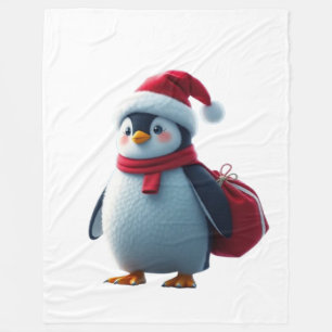 Christmas penguin fleece blanket