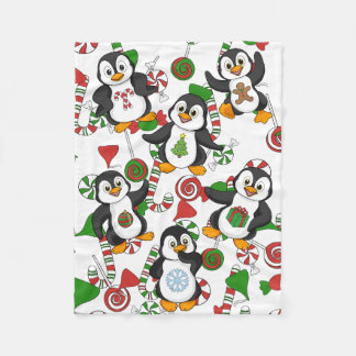 Christmas Penguin Fleece Blanket