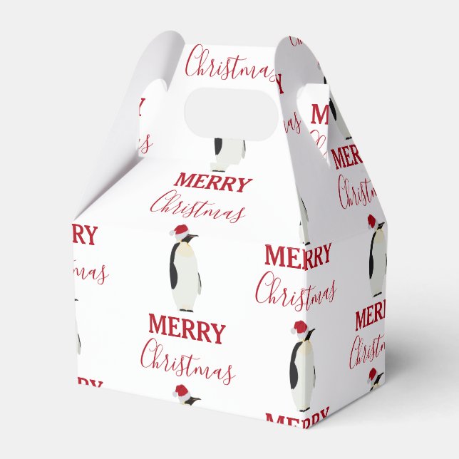 Christmas Penguin Funny Animal with Santa Hat  Favour Box (Front Side)
