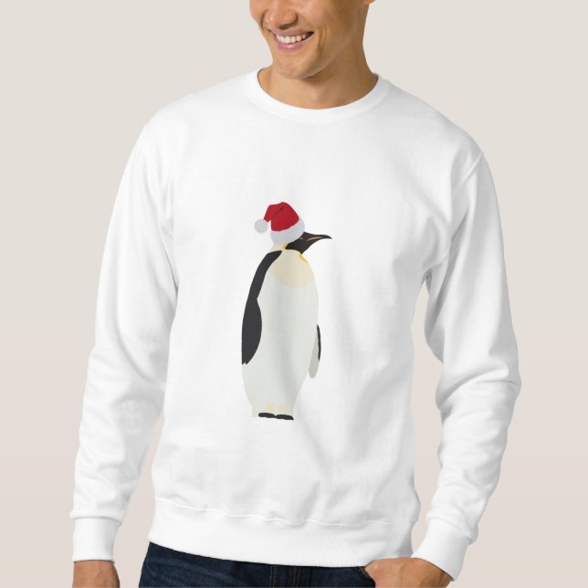 Christmas Penguin Funny Animal with Santa Hat Sweatshirt (Front)